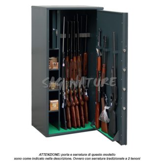 2301016 - CASSAFORTE/ARMADIO BLINDATO MOD. GLST20 - 12 POSTI FUCILI CON OTTICA - CM130X65X45 - COL. ANTRACITE - KG 70 - CON TESORETTO LATERALE E SCAFFALI - GRIFFON