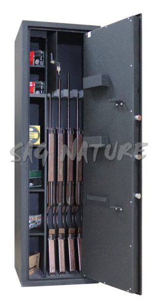 2301044 - CASSAFORTE/ARMADIO BLINDATO MOD. GS420E - 4/5 FUCILI CON OTTICA - MIS 42X140X37 - PESO 52 KG - COLORE NERO - SERRATURA ELETTRONICA - GRIFFON