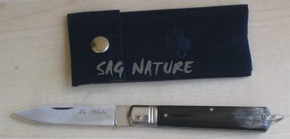 2501001 - COLTELLO SFILATO MANICO CORNO CON TESTA INOX CM 17