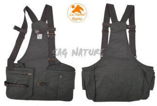 2901020 - TRISACCA CERATA LIGHT - 100% COTONE - COL. VERDE E 2 AMPIE TASCHE CON ZIP OTTONE INTERNE E SUPPORTO REGOL. TRA LE BRETELLE - TG M/L - XL/XXL - LA NUOVA REGINA - SAG NATURE