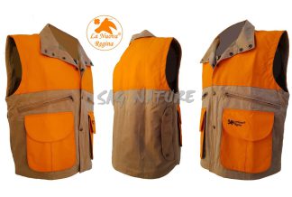 2901023 - GILET WOOD 100% COTONE CERATO - COLORE BEIGE E BLAZE ORANGE - TG S ALLA 4XL - LA NUOVA REGINA - SAG NATURE