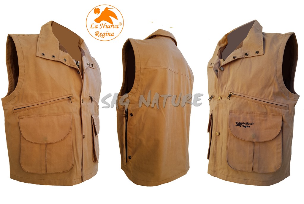 2901031 - GILET WOOD 100% COTONE CERATO - COLORE BEIGE - TG S ALLA 4XL - LA NUOVA REGINA - SAG NATURE