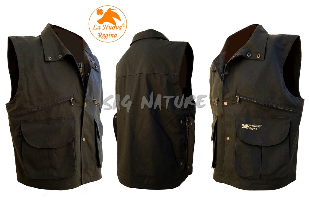 2901032 - GILET WOOD 100% COTONE CERATO - COLORE VERDE - TG S ALLA 4XL - LA NUOVA REGINA - SAG NATURE