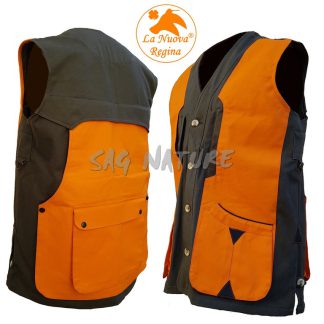 2901044 - GILET TERMINIO IN CANVAS LEGGERO - COL. VERDE E COTONE CERATO ORANGE - TG S ALLA 4XL - LA NUOVA REGINA - SAG NATURE