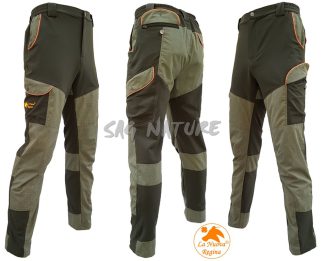 2901078 - PANTALONE IN TESSUTO ELASTICO RINFORZO KEVLAR SULLE GAMBE - COLORE VERDE - TG 42 ALLA TG 64 - LA NUOVA REGINA - SAG NATURE