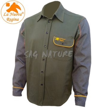 2901079 - CAMICIA SUPREME 100% COTONE CON RIPORTO IN KEVLAR SU MANICHE - COLORE VERDE - TG XS ALLA 5XL - LA NUOVA REGINA - SAG NATURE
