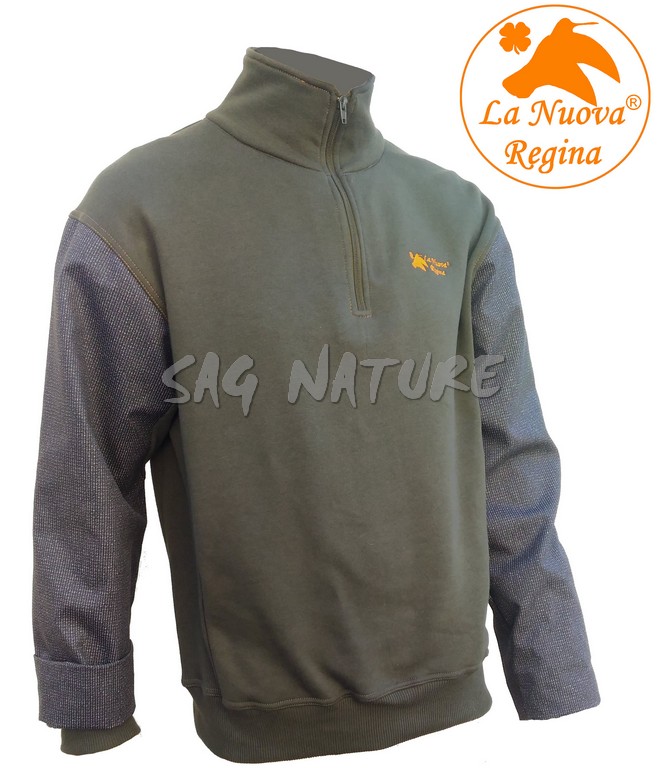2901080 - MAGLIA SUPREME IN PILE MEZZA ZIP CON RIPORTO IN KEVLAR SULLE MANICHE - COL. VERDE - TG S ALLA 5XL - LA NUOVA REGINA - SAG NATURE