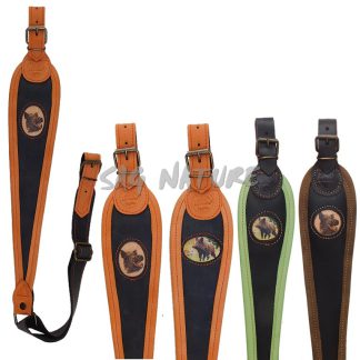 2902008 - BRETELLA ELITE IN PELLE PER CARABINA CON DISEGNO CINGHIALE A COLORI - MADE IN ITALY - LA NUOVA REGINA