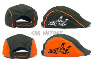 2903002 - CAPPELLO COPPOLA CON RICAMO COPPIA SETTER - VERDE O VERDE E ARANCIONE - LA NUOVA REGINA