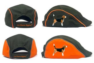 2903021 - CAPPELLO COPPOLA CON RICAMO BEAGLE - VERDE O VERDE ARANCIONE - LA NUOVA REGINA