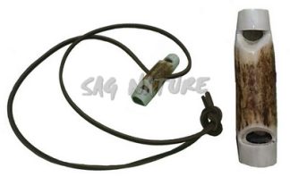 5401009 - FISCHIETTO DOPPIO IN CORNO DI CERVO (TRILLO E FISCHIO) - LUNGHEZZA 6,5 CM - COMPLETO DI LACCIO - SAG NATURE