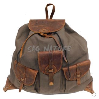 6001019 - ZAINO ALPIN 01 IN PELLE E TESSUTO CANVAS - 56x63 CM - SAG NATURE