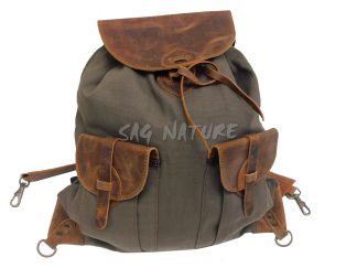 6001021 - ZAINO ALPIN 02 SMALL IN PELLE E TESSUTO CANVAS - 43x41 CM - SAG NATURE