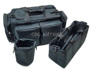 6201010 - BORSA TACTICAL - 5 TASCHE ESTERNE + 2 COMPARTI INTERNI 35X15X14 CM + BORSA CILINDRICA CON RETE SUL FONDO  - MIS 55X35X25 CM - SAG NATURE