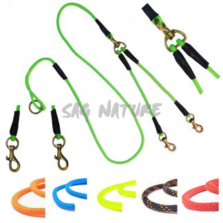 6602004 - GUINZAGLIO IN CORDINO NAUTICO CON DOPPIO TERMINALE E MOSCHETTONI IN OTTONE- VARI COLORI - MISURA 130 CM