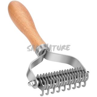 6602007 - CARDATORE CON DOPPIA LAMA INOX - 17 DENTI E 9 DENTI - MANICO LEGNO - LUNGHEZZA TOTALE 17,8 CM - SAG NATURE