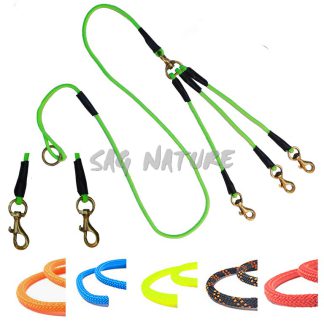 6602008 - GUINZAGLIO CLASSICO IN CORDINO NAUTICO CON TRIPLO TERMINALE E MOSCHETTONI IN OTTONE - VARI COLORI - MISURA 130 CM