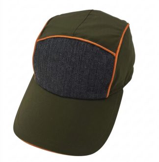 0103018 - BASEBALL 7 SPICCHI IN TESSUTO IMPERMEABILE, PIPING ARANCIO FLUO, CON ELASTICO SUL RETRO - 100% POLIESTERE - VERDE OLIVA-ARANCIO FLUO - CF 6 PZ - CAPLOW