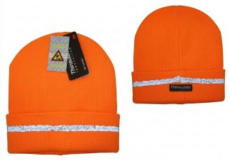 0103019 - CAPPELLO CUFFIA FLUO CON BANDA RIFLETTENTE E INTERNO IN THINSULATE - COLORE ARANCIO - 100% ACRILICO - CF 6 PZ - CAPLOW