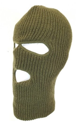 0103033 - CAPPELLO PASSAMONTAGNA A MAGLIA CON OCCHI E BOCCA - COLORE OLIVA - TAGLIA UNICA - CF 12 PZ - CAPLOW