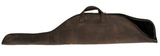 0301022 - FODERO PER CARABINA IN CUOIO INGRASSATO ZIP INTERA IMBOTTITO CON MANICO - SAG NATURE