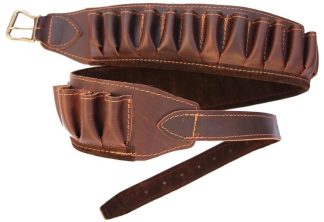 0305001 - CARTUCCIERA IN CUOIO INGRASSATO RIVESTITA CAMOSCIO 30 CELLE - TUTTI I CALIBRI - SAG NATURE