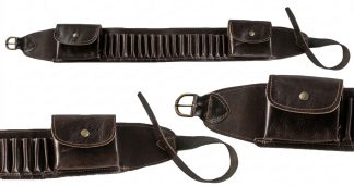 0305052 - CARTUCCIERA IN PELLE PER CARABINA CON DUE BORSE PORTACARICATORI - TUTTI I CALIBRI - SAG NATURE