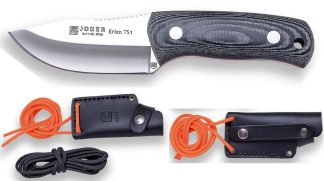 1201056 - COLTELLO BUSHCRAFT ERIZO TS1 PER COLLO E CINTURA ACCIAIO MOVA 1.4116 MANICO MICARTA LAMA 7,5 CM PESO 135 GR - COMPLETO DI FODERO IN PELLE - JOKER CM81