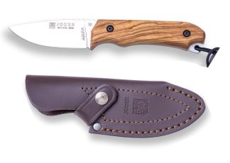 1201111 - COLTELLO CON MANICO OLIVO LAMA 8,5 CM PESO 135 GR - COMPLETO DI FODERO IN PELLE - JOKER CO102