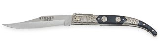 1201123 - COLTELLO CLASSICO CON MANICO DECORATO IN ZAMAK E LAMA 10 CM PESO 74 GR - JOKER  N103A