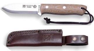 1201194 - COLTELLO BUSHCRAFT E SOPRAVVIVENZA BS9 NORDIC ACCIAIO SANDVIK 14C28N MANICO MICARTA LAMA 10 CM PESO 195 GR - COMPLETO DI FODERO PELLE - JOKER CM115
