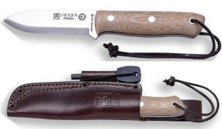 1201207 - COLTELLO BUSHCRAFT E SOPRAVVIVENZA BS9 NORDIC ACCIAIO SANDVIK 14C28N MANICO MICARTA LAMA 10 CM PESO 195 GR - COMPLETO DI FODERO PELLE E ACCIARINO - JOKER CM115-P