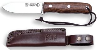 1201242 - COLTELLO BUSHCRAFT E CACCIA JBS9 TRAMPERO ACCIAIO SANDVIK 14C28N MANICO NOCE LAMA 10 CM PESO 185 GR - COMPLETO DI FODERO PELLE - JOKER CN113