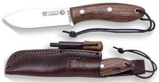 1201259 - COLTELLO BUSHCRAFT E GIOCATORE BS9 CANADESE ACCIAIO SANDVIK 14C28N MANICO NOCE LAMA 10,5 CM PESO 180 GR - COMPLETO DI FODERO PELLE CON ACCIARINO - JOKER CN114-P