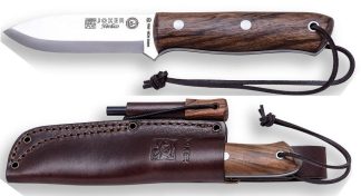 1201264 - COLTELLO BUSHCRAFT E SOPRAVVIVENZA BS9 NORDIC ACCIAIO SANDVIK 14C28N MANICO NOCE LAMA 10 CM PESO 195 GR - COMPLETO DI FODERO PELLE CON ACCIARINO - JOKER CN115-P