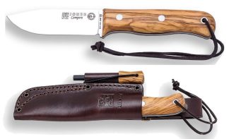1201305 - COLTELLO BUSHCRAFT E SURVIVAL BS9 CAMPERO ACCIAO MOVA 1.4116 MANICO OLIVO LAMA 10,5 CM PESO 175 GR - COMPLETO DI FODERO PELLE CON ACCIARINO - JOKER CO112-P
