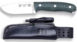 1201330 - COLTELLO BUSHCRAFT E SURVIVAL BS9 URSUS. ACCIAO MOVA 1.4116, MANICO MICARTA LAMA 10 CM PESO 225 GR - FODERO PELLE CON ACCIARINO - JOKER CV116-P