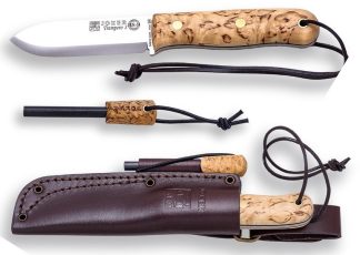 1201446 - COLTELLO BUSHCRAFT E SOPRAVVIVENZA TRAMPERO SCANDI IN BETULLA RICCIA, CON FERROCERIO - JOKER CL124-P