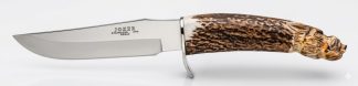1201632 - COLTELLO CON MANICO IN CORNO DI CERVO LAMA 14 CM PESO 220 GR - COMPLETO DI FODERO PELLE - JOKER CT33