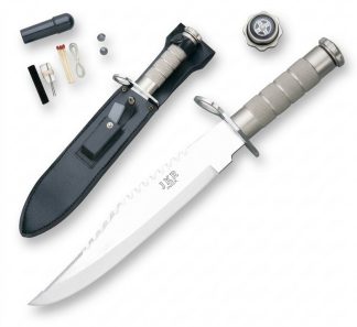 1203006 - COLTELLO MODELLO RAMBO CON KIT SOPRAVVIVENZA NEL MANICO + BUSSOLA LAMA 25 CM - JKR334