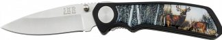 1203019 - COLTELLO TASCABILE CON DISEGNO CERVO SUL MANICO LAMA 6,5 CM - JKR508