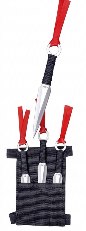 1203072 - SET 3 PEZZI COLTELLO LANCIO CON 1 BORDO SINGOLO ACCIAIO INOSSIDABILE LUNGHEZZA TOTALE 15 CM - FODERO NYLON - JKR519