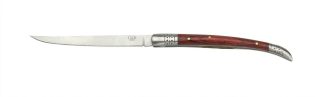 1203113 - COLTELLO STILETTO VIROLA ACCIAIO INOX CON MANICO LEGNO ROSSO LAMA 7 CM - JKR170