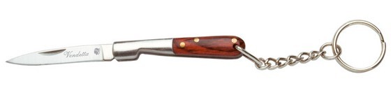 1203122 - COLTELLO PORTACHIAVI CON MANICO DI LEGNO ROSSO LAMA 4 CM - JKR238