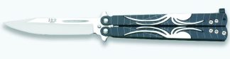 1203127 - COLTELLO BUTTERFLY IN ALLUMINIO CON MANICO DECORATO LAMA 9,5 CM - JKR343