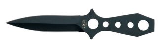 1203172 - COLTELLO DA LANCIO INTERAMENTE INOX LAMA NERA DA 11 CM - FODERO NYLON - JKR162
