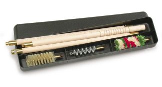 1301126 - KIT PULIZIA FUCILE IN SCAT. PLAST. C/BACCHET. LEGNO VERNIC. A 3 PEZZI DIAM. 13 MM, SCOVOLI LANA, SETOLA E ACCIAIO A ELICA