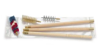 1301141 - KIT PULIZIA FUCILE IN BUSTA PLASTICA C/BACCHET. LEGNO VERNIC. A 3 PZ DIAM 13 MM, SCOVOLI LANA, SETOLA E ACCIAIO A ELICA