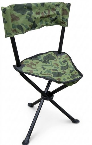 1709081 - SGABELLO TREPIEDE IN ALLUMINIO CON SCHIENALE E SEDUTA IMBOTTITA COLORE MIMETICO - CM 45 - ART. CS01B BACK CAMO