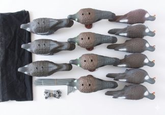 1713072 - KIT DI 22 COLOMBACCI (12 CONCHIGLIA - 4 BECCANTE - 6 TESTA ALTA) CON SACCA TRASPORTO ED ASTE - ART. PIGEON KIT